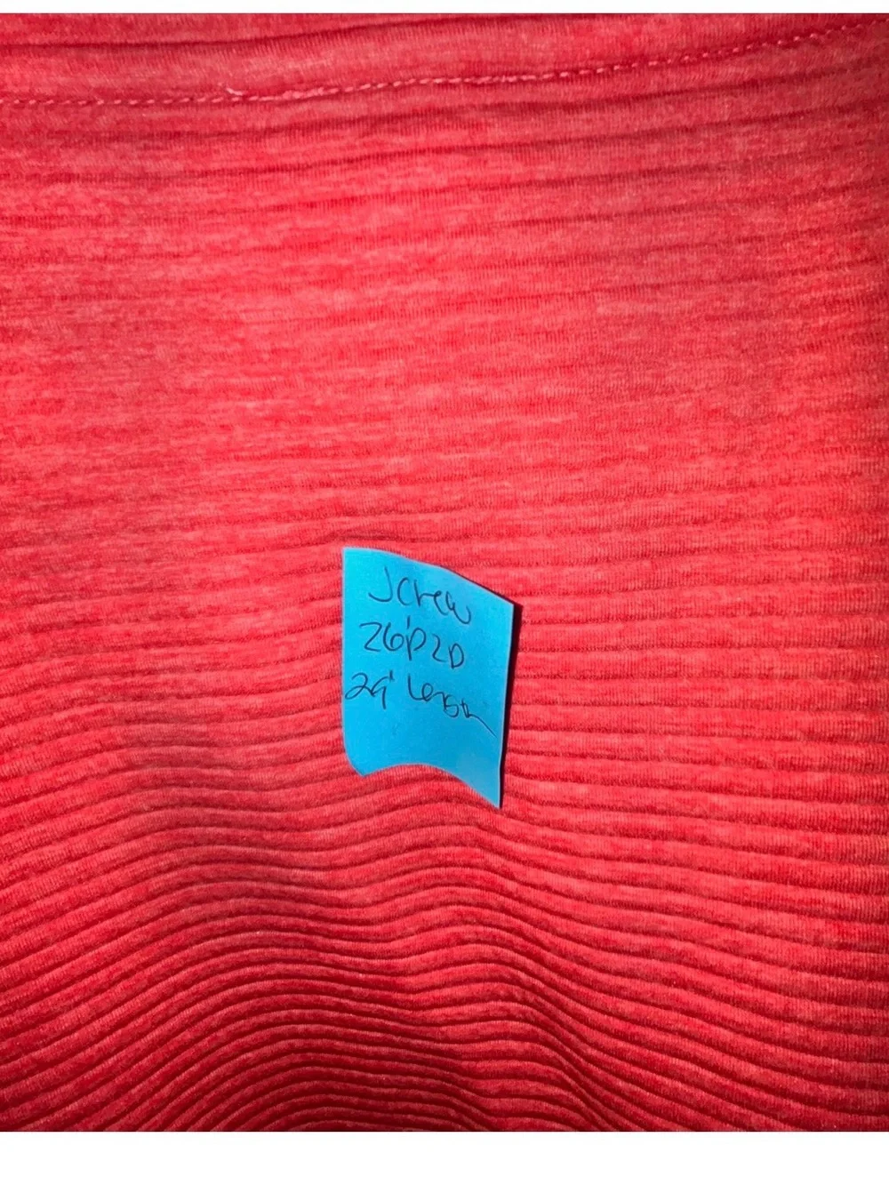 J Crew Coral Pullover Top with Navy Trim